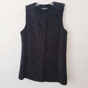NWOT Adrianna Papell Faux Fur Textured Black Cocktail Vest Size Small